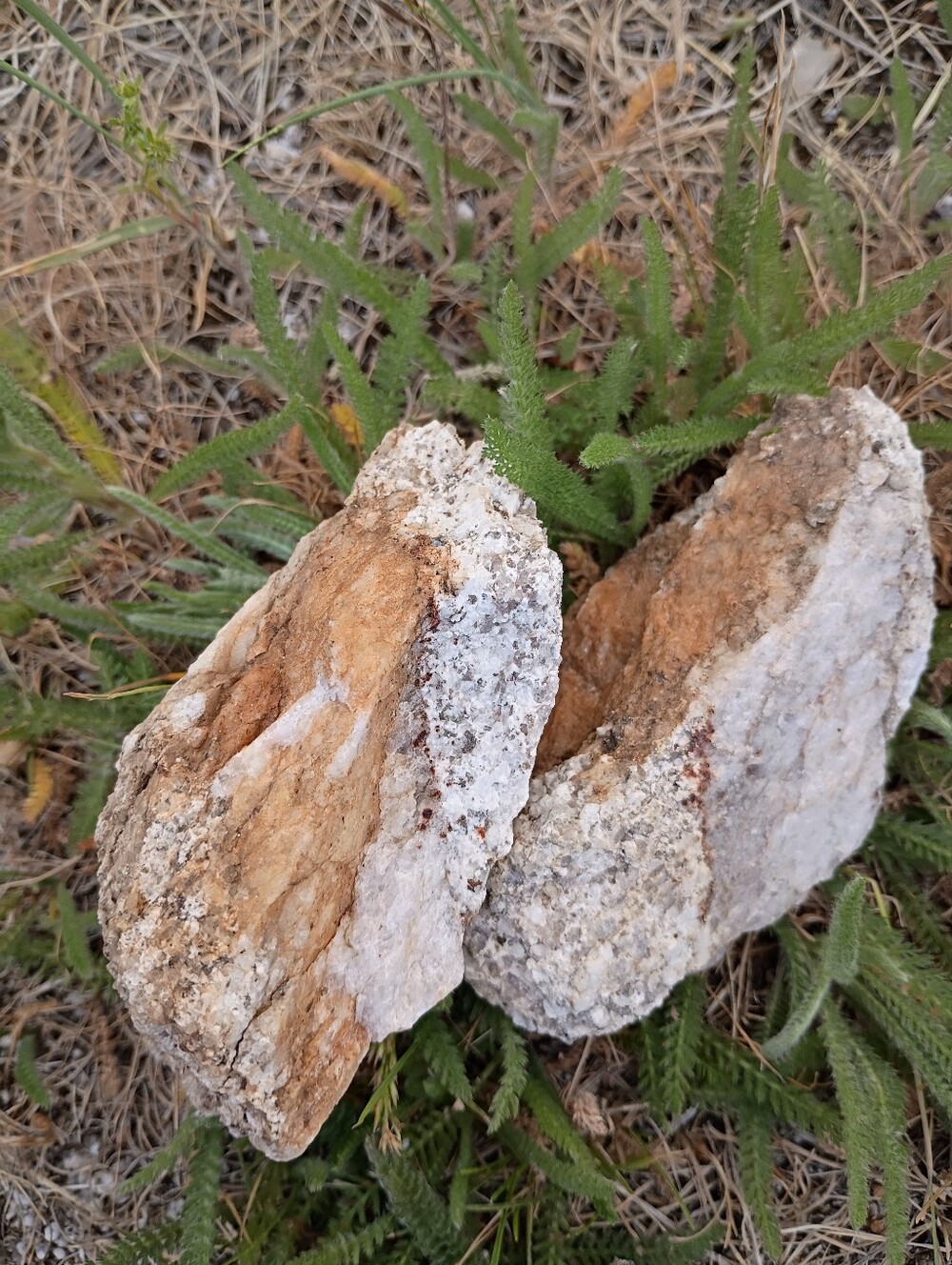 Earth Art hand crafted artisan White and Tan Mineral/ Granite Stone Accent